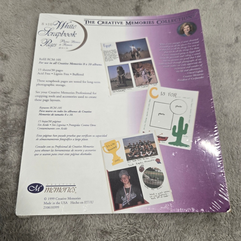 Creative Memories 8x10 White Scrapbook Pages Refill RCM-10S 15 Sheets 30 Pages